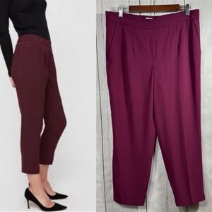 Babaton Burgundy High Rise Ankle Pants Minimalist Office Chic Officewear